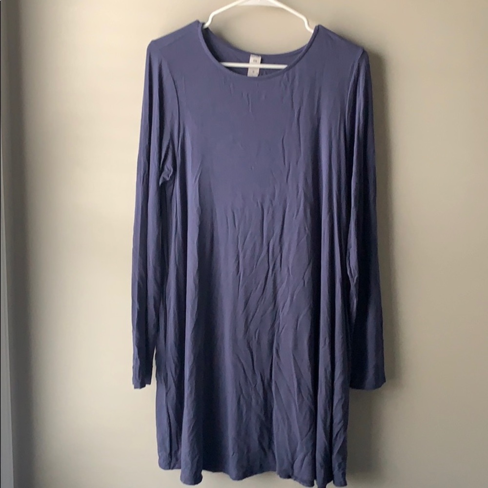 Blue Long Sleeve T-Shirt Dress